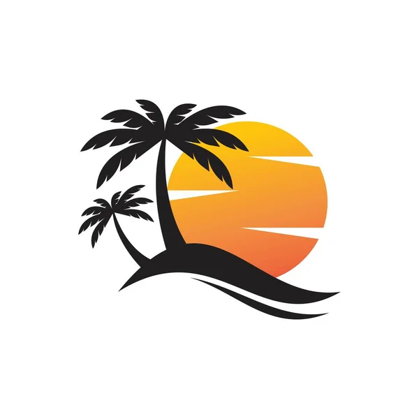 Palm Träd Sommar Logotyp Mall Vektor Illustration — Stock vektor