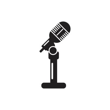 Mikrofon simgesi vektör şablonu düz tasarım