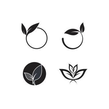 Yaprak logosu ekoloji doğa element vektörü simgesi