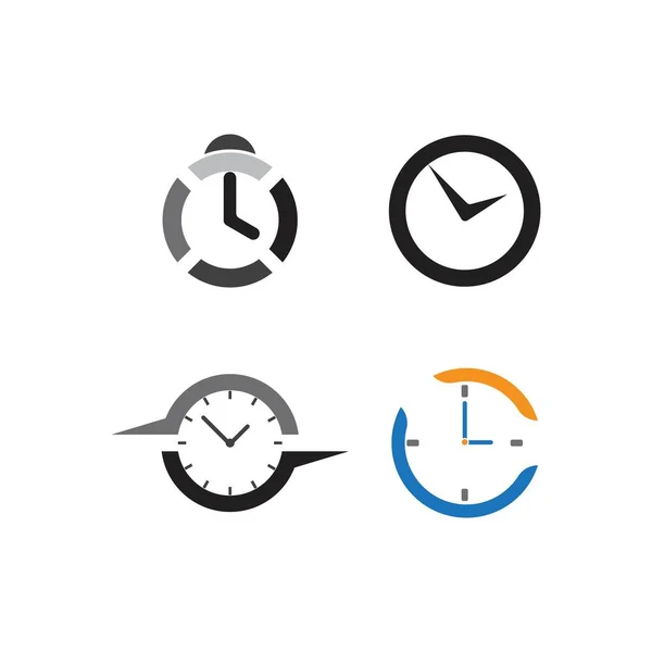Clock Logo Icon Vector Template Illustration Design — Stock Vector