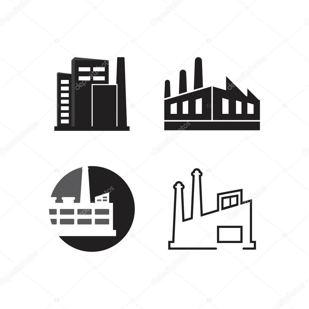  factory building industrial vector icon illustration design