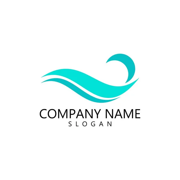 Water Wave Logo Design Vector Template — Stock Vector