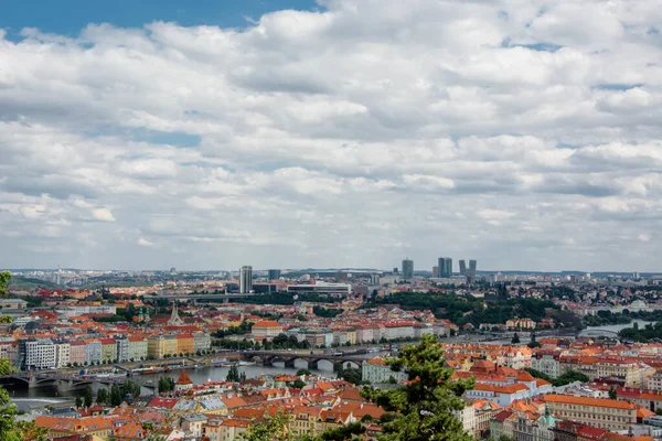 Vista Panorámica Praga Desde Arriba República Checa Verano Techos Rojos — Foto de Stock