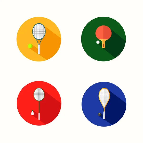 Iconos Redondos Diseño Plano Aislado Tenis Bádminton Tenis Mesa Ping — Vector de stock