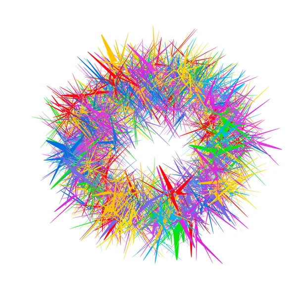 Vektör çizim, birçok ince çizgiler shaggy çok renkli halka