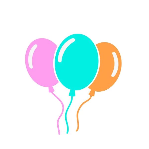 Globos voladores de colores. Vector icono plano — Vector de stock