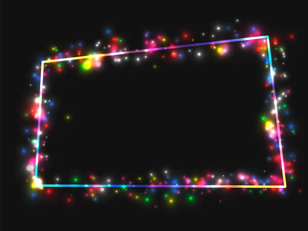 Vector Frame Een Frame Van Felgekleurde Lichten Zwarte Achtergrond Vectorillustratie — Stockvector
