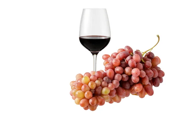 Verre Vin Bouquet Raisins Isolés Sur Fond Blanc — Photo