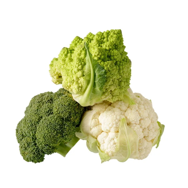 Broccoli Verdure Fresche Romanesco Cavolfiore Isolati Fondo Bianco — Foto Stock