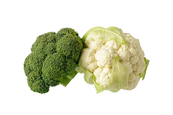 Broccoli Verdure Fresche Cavolfiore Isolato Fondo Bianco — Foto Stock