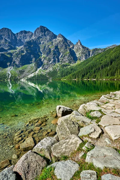 Πράσινο Νερού Λίμνης Morskie Oko Όρη Τάτρα Πολωνία — Φωτογραφία Αρχείου