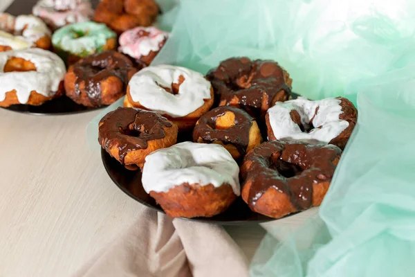 Donuts Chocolat Glaçage Blanc Menthe — Photo