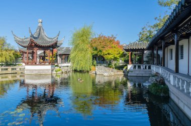 Dunedin, Yeni Zelanda - 3,2016 olabilir: Kalp göl Pavyonu Dunedin Çin Bahçesi 