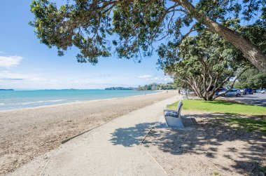 Mission Bay Auckland, Yeni Zelanda bulunduğu bir güzel beyaz kum plajı olduğunu