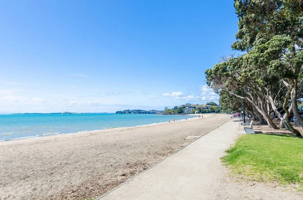 Mission Bay Auckland, Yeni Zelanda bulunduğu bir güzel beyaz kum plajı olduğunu