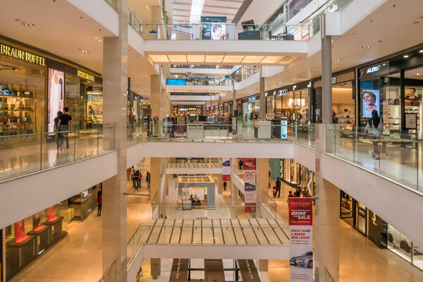 Kuala Lumpur,Malaysia - August 4,2018 : Interior view of the Pavilion Kuala Lumpur. People can seen exploring and shopping around it.