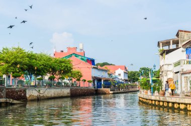 Malezya Malacca Nehri boyunca Riverside sahne