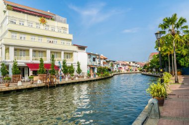 Malacca, Malezya - 21 Nisan 2019: Riverside sahne boyunca