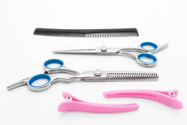 Hair Scissors Set Hairdressing Tools Isolated White Background Stock Image