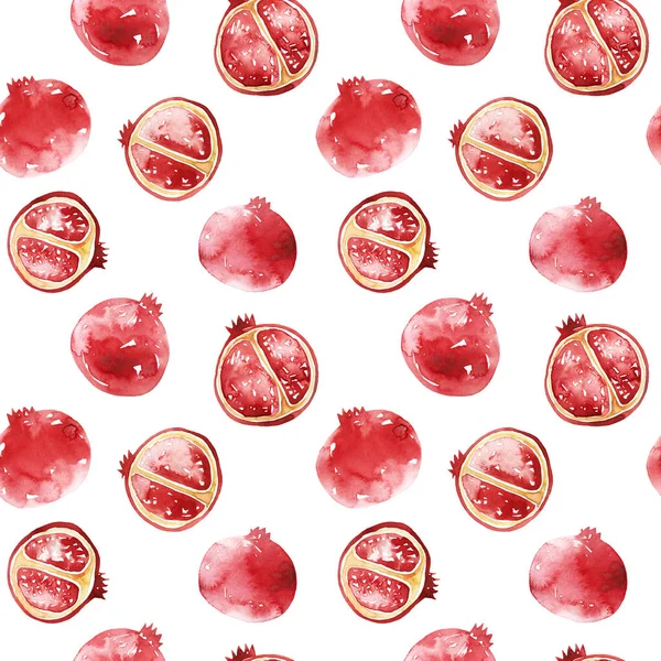 Kırmızı Garnetlerin Suluboya Çizimi Kusursuz Desen — Stok fotoğraf