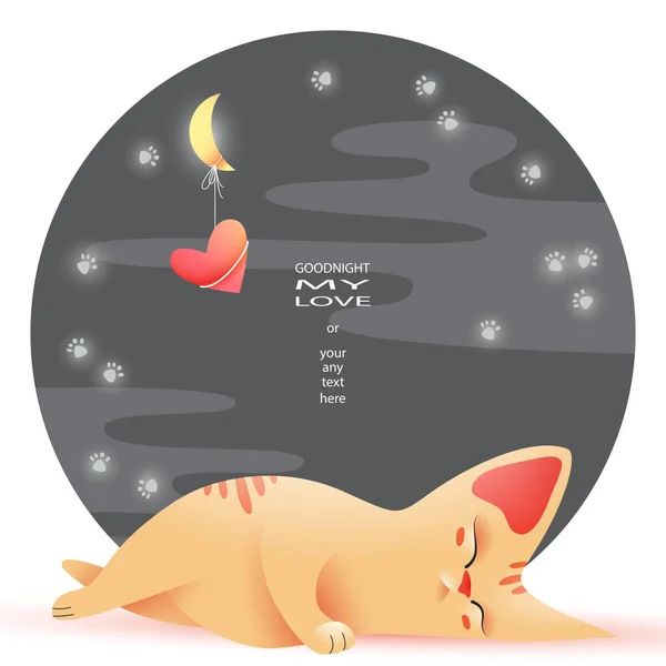 Design Romantique Carte Vœux Pour Saint Valentin Jolie Illustration Chaton — Image vectorielle