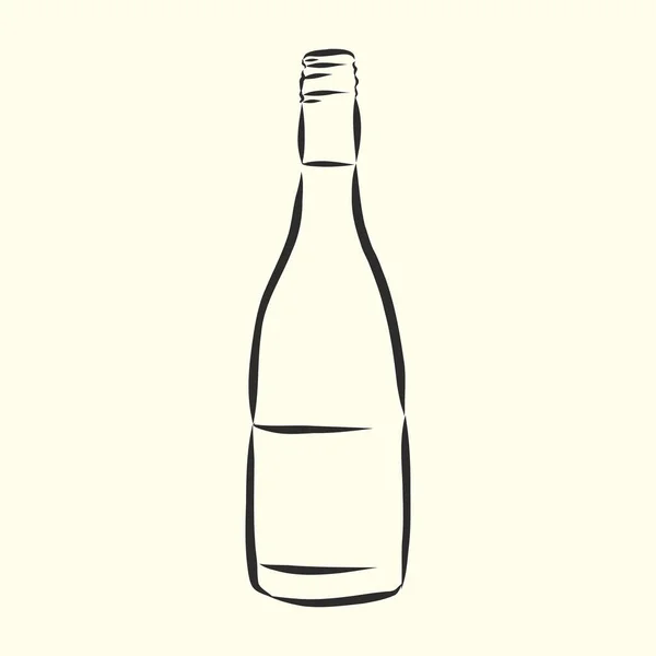 Skiss Vin Flaska Vin Flaska Vektor Skiss Illustration — Stock vektor