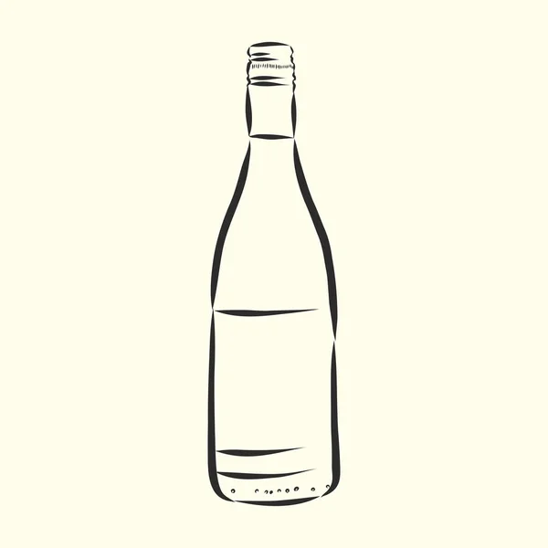 Bosquejo Botella Vino Botella Vino Ilustración Boceto Vectorial — Vector de stock