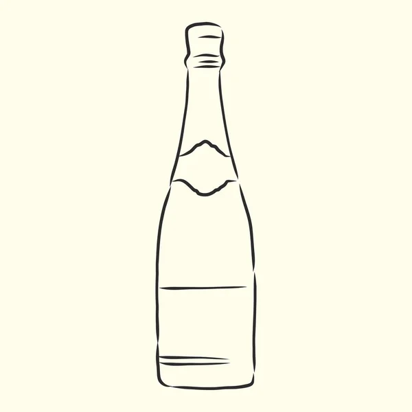 Cartoon Met Hand Getekend Vector Schets Illustratie Van Fles Champagne — Stockvector