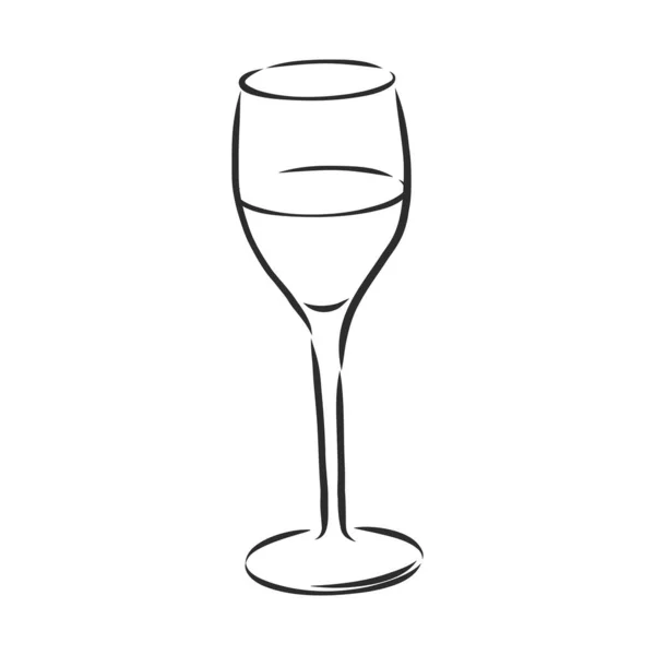 Verre Vin Isolé Esquisse Dessinée Main Claret Pour Restaurant Bar — Image vectorielle