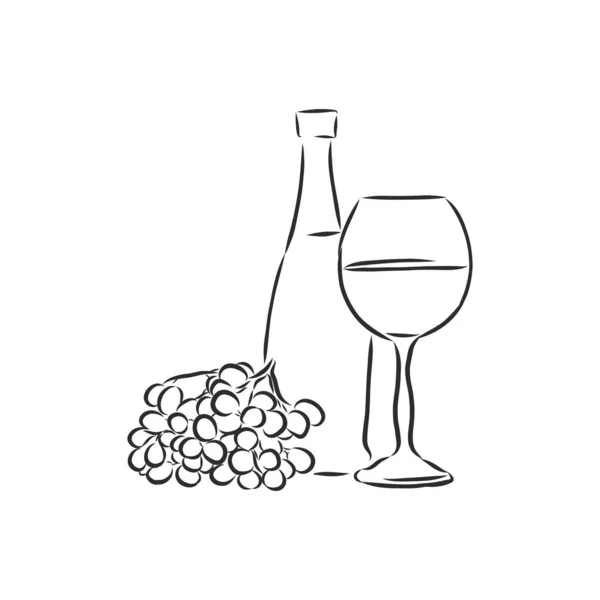 Croquis Bouteille Vin Bouteille Vin Croquis Vectoriel Illustration — Image vectorielle