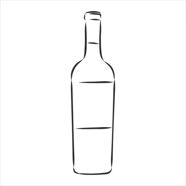 Croquis Bouteille Vin Bouteille Vin Croquis Vectoriel Illustration — Image vectorielle