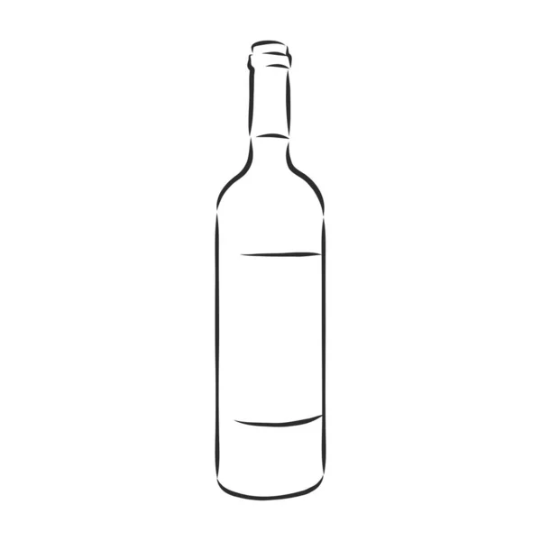 Bosquejo Botella Vino Botella Vino Ilustración Boceto Vectorial — Archivo Imágenes Vectoriales