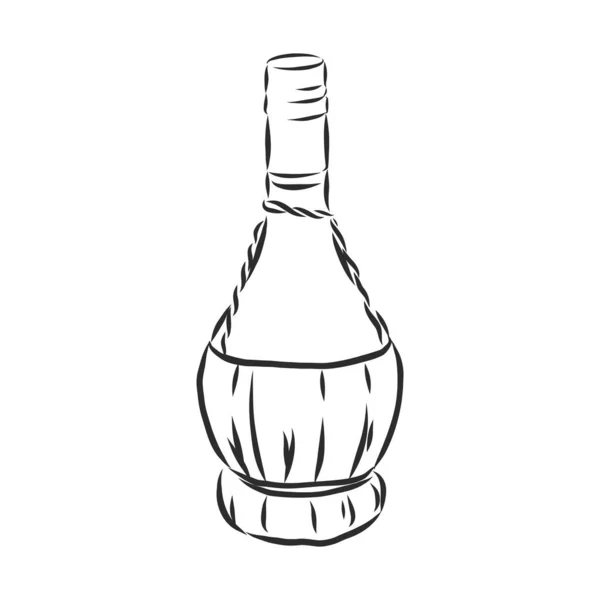 Skitse Vinflaske Vinflaske Vektor Skitse Illustration – Stock-vektor