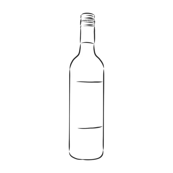 Bosquejo Botella Vino Botella Vino Ilustración Boceto Vectorial — Vector de stock