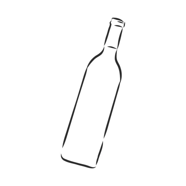 Bosquejo Botella Vino Botella Vino Ilustración Boceto Vectorial — Archivo Imágenes Vectoriales