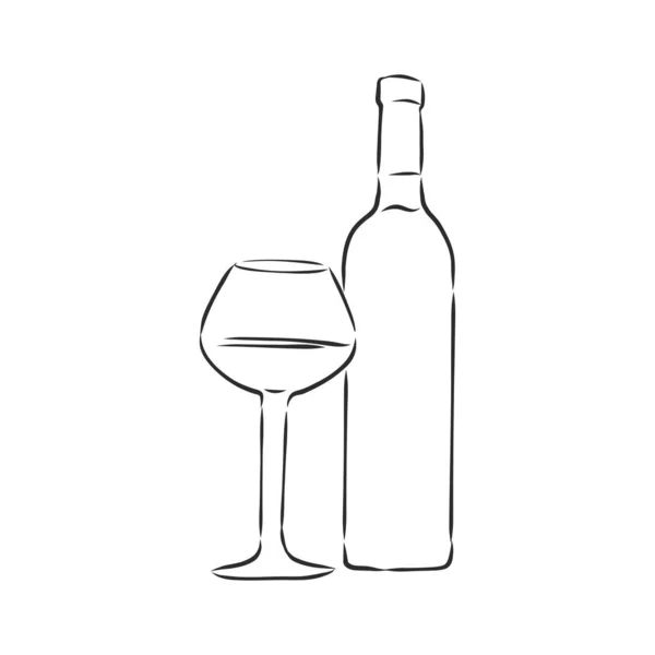 Sketch Wine Bottle Wine Bottle Vector Sketch Illustration — Stock Vector