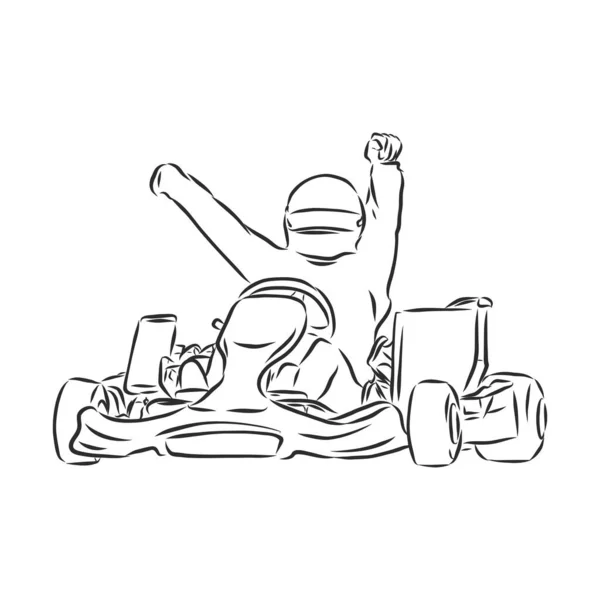 Σκίτσο Του Karting Τον Αθλητισμό Και Ενεργό Τρόπο Ζωής Χέρι — Διανυσματικό Αρχείο