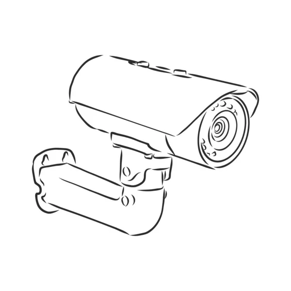 Cámara Vigilancia Exterior Estilo Doodle — Vector de stock