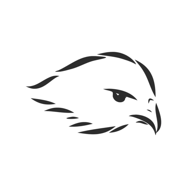 흑백의 일러스트 예술을 가죽을 벗기기 손으로 독수리등에 문신을 Falcon Bird — 스톡 벡터