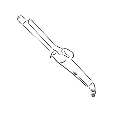 El Çizimi Bigudileri Skeç Sembolü beyaz arka planda izole edildi. Moda tarzında vektör berber aksesuarları. Saç bakımı ve Biçim elementleri