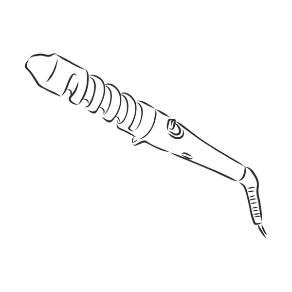 Handgezeichnete Lockenwickler Sketch Symbol Isoliert Auf Weißem Hintergrund Vector Friseuraccessoires — Stockvektor
