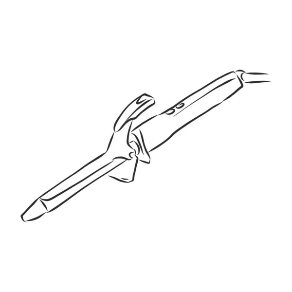 Desenho Mão Curlers Sketch Symbol Isolado Fundo Branco Acessórios Barbearia — Vetor de Stock