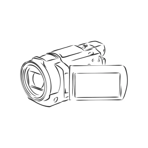 Vidéole Croquis Une Caméra Vidéo Portable Sur Fond Noir — Image vectorielle