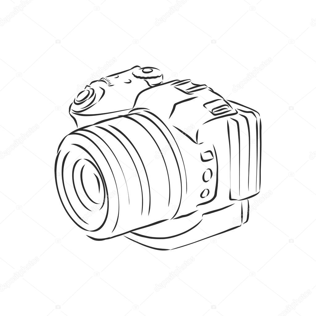 DSLR Camera Illustration with Brushwork