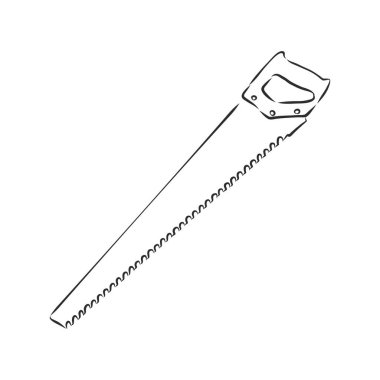 El testeresi. Vektör testeresi aracı. Marangoz testeresi aleti. çizim el testeresi