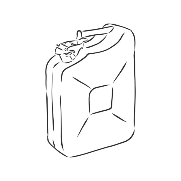 Vector Sketch Single Jerry Can Tanica Carburante Schizzo Vettoriale Illustrazione — Vettoriale Stock