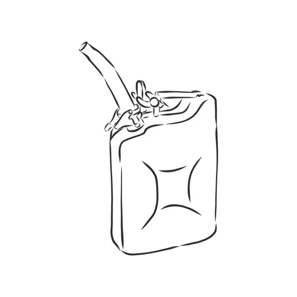 Vector Sketch Single Jerry Can Tanica Carburante Schizzo Vettoriale Illustrazione — Vettoriale Stock