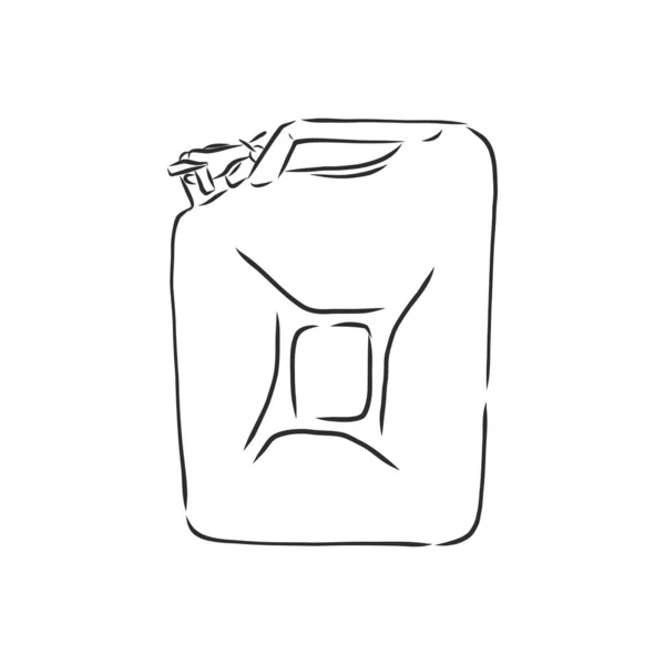 Vector Sketch Single Jerry Can Fuel Canister Vector Sketch Illustration — Stock Vector