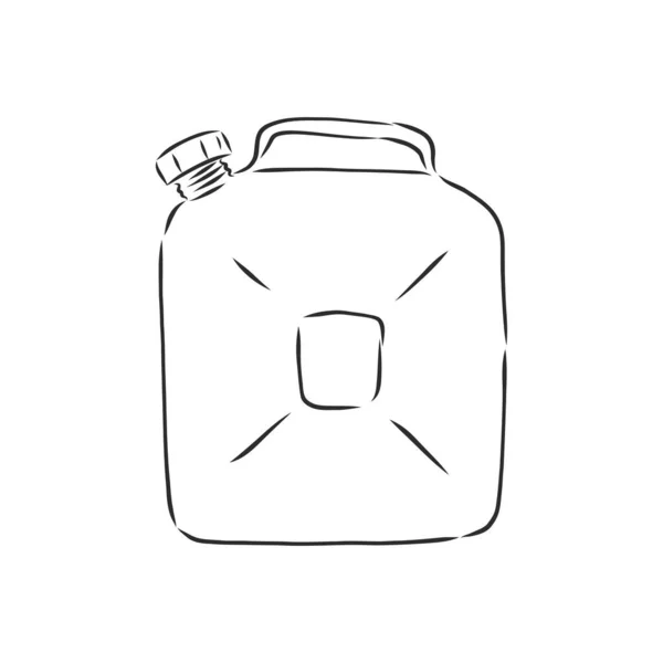 Vector Sketch Single Jerry Can Fuel Canister Vector Sketch Illustration — Stock Vector