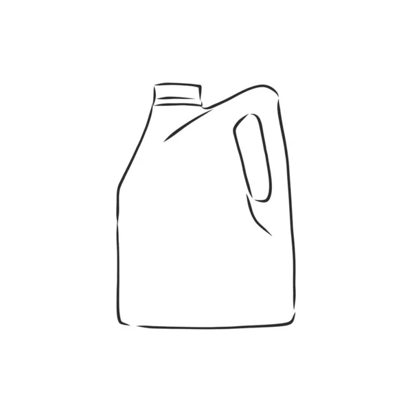 Aceite Motor Botella Plástico Dibujo Estilo Garabato Ilustración — Vector de stock